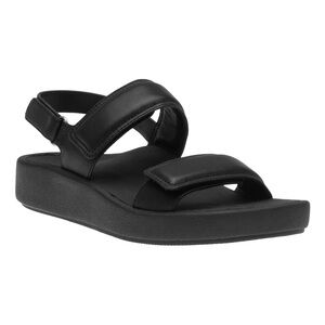 ABEO Peyton Paseo Platform Strap Sandal Black Puffy Leather Orthotic Neutral 7